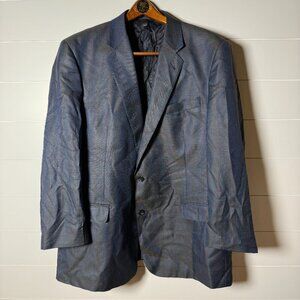Baroni Silk & Wool by Tessilstrona Blazer Sport Coat Blue Plaid Sz 50L